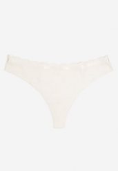 Białe Bawełniane Majtki Stringi z Prążkowanego Materiału Sesivia. Białe stringi Born2be, bez wzorów, z bawełny. Za 4.99 zł.