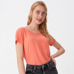 Bluzka z kieszenią - Pomarańczowy. Brązowe bluzki House, l, bez wzorów, bez kołnierzyka, bez ramiączek. Za 39.99 zł.