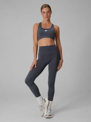 4F Legginsy treningowe szybkoschnące damskie - szare XXL. Szare legginsy 4f, bez wzorów, sportowe. Za 119.99 zł.