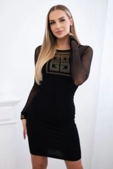 Sukienka dzianinowa z rękawami z tiulu czarna. Czarne sukienki marka niezdefiniowana, l, bez wzorów, z dzianiny, eleganckie, bez kołnierzyka, plus size, bez ramiączek. Za 258.24 zł.