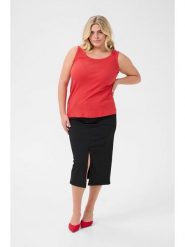 KAFFE curve Top "Carina" w kolorze czerwonym rozmiar: S. Czerwone topy KAFFE curve, s, bez wzorów, z bawełny, bez kołnierzyka, bez ramiączek. Za 56.99 zł.