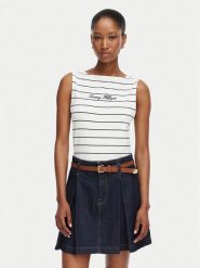 Tommy Hilfiger Top Classic WW0WW50947 Biały Regular Fit. Białe topy Tommy Hilfiger, s, bez wzorów, z bawełny, bez kołnierzyka, bez ramiączek. Za 169.99 zł.