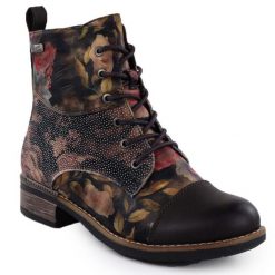 Botki damskie workery w kwiaty Rieker 94611-91. Brązowe botki Rieker, bez wzorów, ze skóry ekologicznej, bez obcasa, bez zapięcia. Za 272.35 zł.