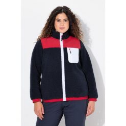 Damskie Kurtka z pluszowego polaru naszywka stójka. Niebieskie kurtki Ulla Popken, plus size, z aplikacjami, z materiału, bez kaptura. W wyprzedaży za 343.99 zł.