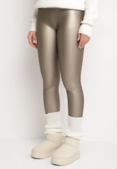 Srebrne Legginsy z Ekoskóry z Wysokim Stanem i Polarem Labira. Żółte legginsy Born2be, z aplikacjami, z jeansu, eleganckie. Za 34.99 zł.