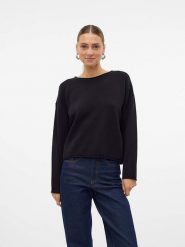 Vero Moda Sweter "Gold" w kolorze czarnym rozmiar: XL. Czarne swetry Vero Moda, xl, bez wzorów, ze splotem, bez ramiączek. Za 74.81 zł.