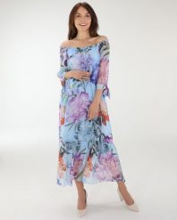 JEDWABNA SUKIENKA W KWIATY. Niebieskie sukienki Unisono, s, bez wzorów, z jedwabiu, bez kołnierzyka, bez ramiączek, mini, rozkloszowane. Za 289.00 zł.