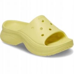 Klapki Dla Dorosłych Crocs Bae Slide. Żółte klapki Crocs, bez wzorów, z materiału, bez obcasa, bez zapięcia. Za 191.99 zł.