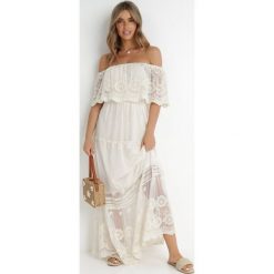 Beżowa Sukienka Masika. Brązowe sukienki Born2be, na co dzień, z aplikacjami, boho, bez kołnierzyka, bez ramiączek, maxi, proste. W wyprzedaży za 178.49 zł.