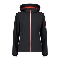 Kurtka damska turystyczna CMP 39A5006. Czarne kurtki przejściowe sportowe CMP, l, bez wzorów, z softshellu, bez kaptura, trekkingowe. W wyprzedaży za 314.99 zł.