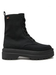 Tommy Hilfiger Botki FW0FW08200 Czarny. Czarne botki Tommy Hilfiger, bez wzorów, ze skóry, bez obcasa, na płaskiej podeszwie, bez zapięcia. Za 339.99 zł.