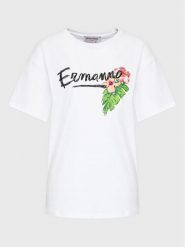 Ermanno Firenze T-Shirt D42EL036EK8 Biały Regular Fit. Białe t-shirty Ermanno Firenze, bez wzorów, z bawełny, bez kołnierzyka, bez ramiączek. Za 529.99 zł.
