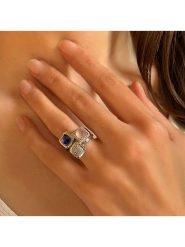 Les Petites Précieuses Srebrny pierścionek z kamieniami szlachetnymi rozmiar: 54. Niebieskie pierścionki Les Petites Précieuses, z cyrkonią, srebrne. Za 301.95 zł.