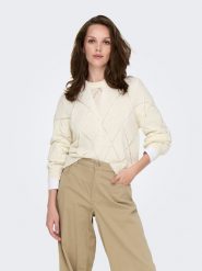 ONLY Sweter w kolorze kremowym rozmiar: S. Brązowe swetry ONLY, s, bez wzorów, bez ramiączek. Za 82.99 zł.