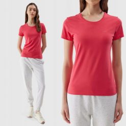 T-SHIRT DAMSKI 4F KOSZULKA SPORTOWA BAWEŁNIANA TTSHF1161. Czerwone t-shirty sportowe 4f, uniwersalny, bez wzorów, z bawełny, bez ramiączek, na fitness i siłownię. Za 117.00 zł.