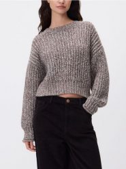 Wzorzysty sweter - brązowy. Brązowe swetry Reserved, l, bez wzorów, z dzianiny, bez ramiączek. Za 129.99 zł.