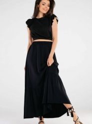 Bluzka Model A429 Black - awama. Czarne bluzki Awama, l, bez wzorów, z elastanu, eleganckie, bez kołnierzyka, bez ramiączek. Za 220.55 zł.