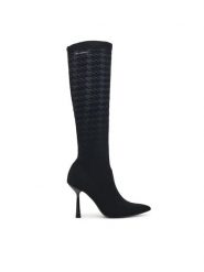 KARL LAGERFELD Kozaki Pandara KL31390 Czarny. Czarne kozaki KARL LAGERFELD, bez wzorów, ze skóry, bez obcasa, na szpilce, bez zapięcia. Za 879.99 zł.