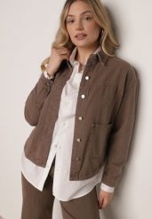 Brązowa Bawełniana Kurtka Jeansowa o Koszulowym Kroju z Kieszeniami Senryss. Brązowe kurtki Born2be, l, bez wzorów, z bawełny, bez kaptura. Za 179.99 zł.