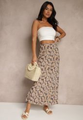Szaro-Beżowa Rozkloszowana Spódnica z Wiskozy High Waist Fevanice. Szare spódnice Renee, na co dzień, m, bez wzorów, z jeansu, eleganckie, maxi, rozkloszowane. W wyprzedaży za 39.99 zł.
