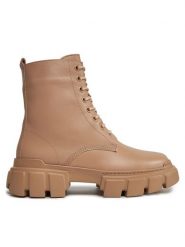 HÖGL Botki 6-102705 Różowe złoto. Brązowe botki Högl, bez wzorów, ze skóry, bez obcasa, na płaskiej podeszwie, bez zapięcia. Za 669.99 zł.