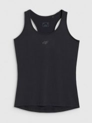 4F Top treningowy slim szybkoschnący damski - czarny M. Czarne topy 4f, m, bez wzorów, z elastanu, na fitness i siłownię. Za 69.99 zł.