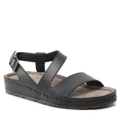 Sandały Clara Barson. Czarne sandały Clara Barson, bez wzorów, bez obcasa, na płaskiej podeszwie, bez zapięcia. Za 99.99 zł.