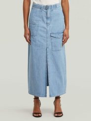 G-Star Spódnica dżinsowa w kolorze błękitnym rozmiar: W24. Niebieskie spódnice G-Star, na co dzień, z aplikacjami, z bawełny, retro, maxi, proste. Za 239.99 zł.