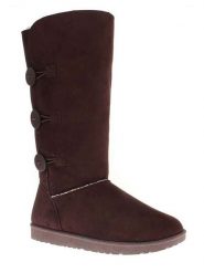 ISLAND BOOT Kozaki zimowe "Flora" w kolorze ciemnobrązowym rozmiar: 36. Brązowe kozaki Island Boot, na zimę, bez wzorów, z materiału, eleganckie, bez obcasa, na platformie, bez zapięcia. Za 118.84 zł.