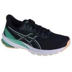 Buty do biegania Asics GT-1000 12 W 1012B450-006 czarne. Czarne buty do biegania bez wzorów, z gumy, bez zapięcia, do biegania. Za 701.59 zł.