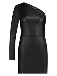 Steve Madden Sukienka "Faye" w kolorze czarnym rozmiar: L. Czarne sukienki Steve Madden, l, bez wzorów, ze skóry, bez kołnierzyka, bez ramiączek, mini. Za 118.84 zł.