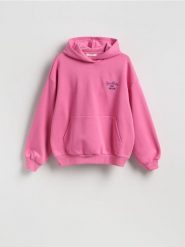 Bluza z haftowanym napisem - różowy. Czerwone bluzy bez kaptura Reserved, l, bez wzorów, z bawełny, bez kaptura. Za 119.99 zł.