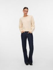 Vero Moda Sweter w kolorze beżowym rozmiar: XL. Brązowe swetry Vero Moda, s, bez wzorów, z materiału, bez ramiączek. Za 87.19 zł.