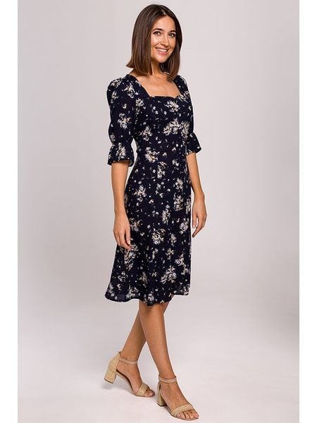 Stylove Sukienka w kolorze granatowym rozmiar: XL. Niebieskie sukienki Stylove, xl, bez wzorów, bez kołnierzyka, bez ramiączek, midi. Za 172.08 zł.