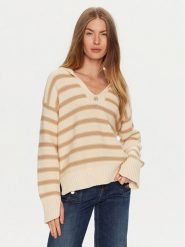 TWINSET Sweter 241TP3210 Beżowy Loose Fit. Brązowe swetry Twinset, s, bez wzorów, z bawełny, bez ramiączek. Za 879.99 zł.