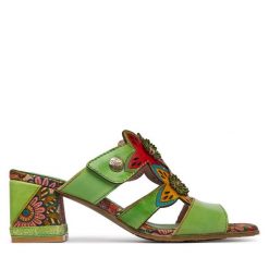 Klapki Laura Vita. Zielone klapki LAURA VITA, bez wzorów, bez obcasa, bez zapięcia. Za 389.99 zł.