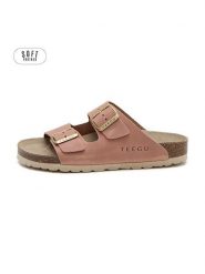 Teegu Skórzane klapki w kolorze jasnoróżowym rozmiar: 37. Różowe klapki teegu, bez wzorów, klasyczne, z otwartym noskiem, bez obcasa, bez zapięcia. Za 130.99 zł.