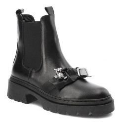 Czarne Botki Karino Modne Obuwie Damskie. Czarne botki Karino, bez wzorów, ze skóry, eleganckie, bez obcasa, bez zapięcia. Za 419.00 zł.