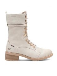 Mustang Botki 1402-501 Écru. Botki Mustang, bez wzorów, ze skóry, bez obcasa, na płaskiej podeszwie, bez zapięcia. Za 389.99 zł.