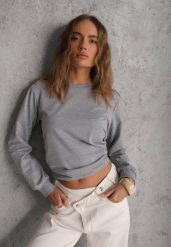 Szara Casualowa Bluza z Bawełną Akko. Szare bluzy bez kaptura Renee, l, bez wzorów, z bawełny, bez kaptura. Za 59.99 zł.