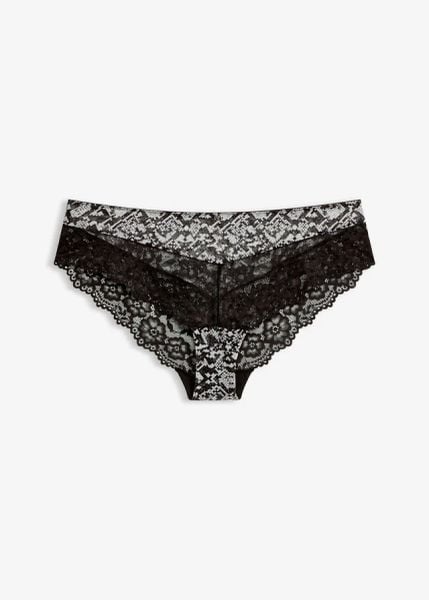 Figi hipster ze wzorem skóry wężowej. Czarne figi bonprix, bez wzorów, ze skóry. Za 37.99 zł.