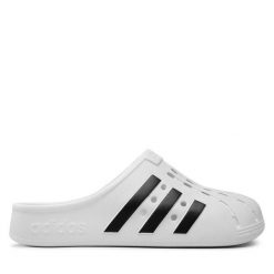 Klapki adidas. Białe klapki adidas, bez wzorów, sportowe, bez obcasa, bez zapięcia. Za 199.99 zł.