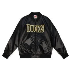 Kurtka Milwaukee Bucks Big Face 4.0. Czarne kurtki Mitchell & Ness, m, bez wzorów, z materiału, eleganckie, bez kaptura. Za 563.50 zł.