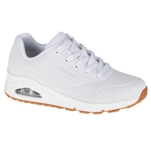 Buty do chodzenia damskie Skechers Unostand ON Air. Białe buty sportowe lifestyle Skechers, bez wzorów, z materiału, sportowe, bez zapięcia, skechers sport. Za 364.00 zł.