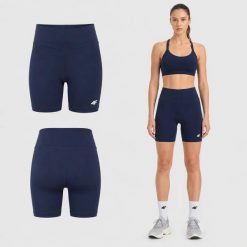 KOLARKI DAMSKIE 4F LEGGINSY KRÓTKIE SPODENKI KRÓTKIE KOLOR NIEBIESKI. Niebieskie szorty sportowe 4f, bez wzorów, z bawełny, do biegania. Za 49.99 zł.