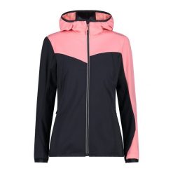 Kurtka softshell z kapturem Unlimitech damska CMP. Szare kurtki przejściowe sportowe CMP, bez wzorów, z softshellu, z kapturem, trekkingowe. Za 548.50 zł.