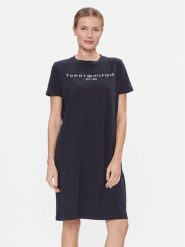 Tommy Hilfiger Sukienka codzienna Rlx Corp Logo Tshirt Drs Ss WW0WW41013 Granatowy Regular Fit. Niebieskie sukienki Tommy Hilfiger, na co dzień, s, bez wzorów, z bawełny, bez kołnierzyka, bez ramiączek, proste. Za 279.99 zł.
