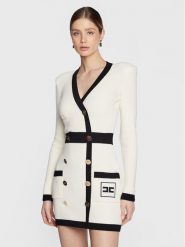 Elisabetta Franchi Sukienka dzianinowa AM-69Q-31E2-V670 Écru Slim Fit. Sukienki Elisabetta Franchi, bez wzorów, z dzianiny, bez kołnierzyka, bez ramiączek. Za 2,369.00 zł.