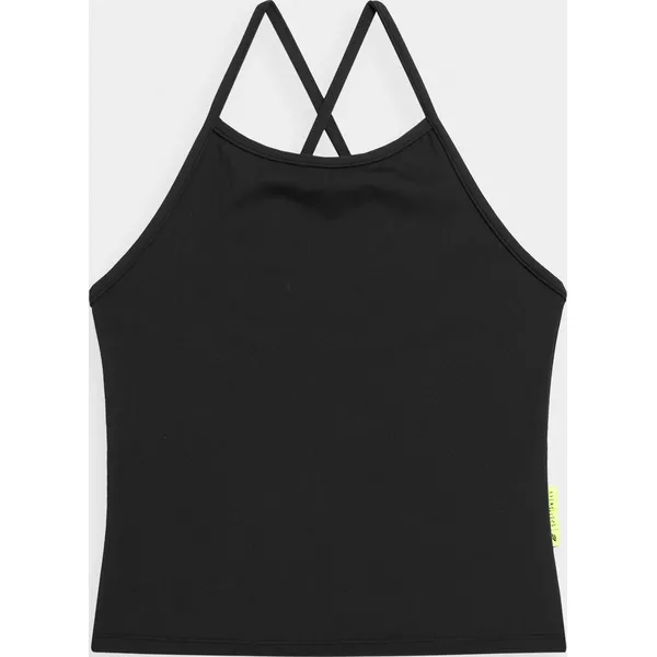 Crop top gładki damski. Szare topy 4f, m, bez wzorów, z dzianiny, bez kołnierzyka, bez ramiączek. Za 69.99 zł.