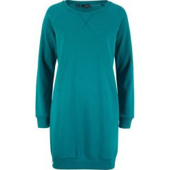 Sukienka dresowa z rękawami raglanowymi. Czarne sukienki bonprix, bez wzorów, z dresówki, bez kołnierzyka, bez ramiączek. Za 79.99 zł.